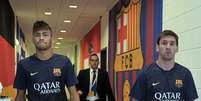 <p>Primeiro jogo da dupla Neymar e Messi virou atenção principal nos jornais da Espanha ao falar do jogo entre Barcelona e Santos</p>  Foto: Getty Images 