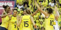 <p>Seleção Brasileira venceu a terceira partida no Grand Prix</p>  Foto: FIVB / Divulgação