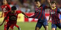 <p>Neymar foi titular pela primeira vez com a camisa do Barcelona</p>  Foto: EFE