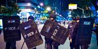 <p>Policiais da Tropa de Choque monitoravam caminhada em protesto no Rio</p>  Foto: Reynaldo Vasconcelos / Futura Press