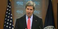O secretário de Estado americano, John Kerry, em pronunciamento à imprensa sobre a crise egípcia  Foto: AP