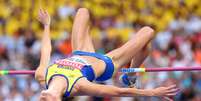 <p>Emma Green-Tregaro disputou a final do salto em altura com as unhas vermelhas neste s&aacute;bado</p>  Foto: Getty Images 