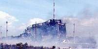 Torre de lançamento fica destruída após acidente com o VLS-1  Foto: Agência Brasil