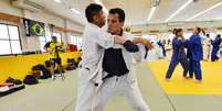 Felipe Kitadai no treino: judoca paulista vai atrás do ouro sabendo que adversários, agora, o estudam  Foto: Daniel Ramalho / Terra