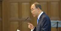 Ban Ki-moon faz pronunciamento em Haia, na Holanda  Foto: Reuters