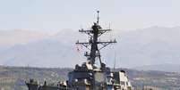 Destróier americano USS Gravely, na costa da Grécia  Foto: AFP