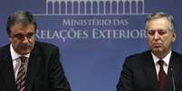 <p>Os ministros da Justiça, José Eduardo Cardozo, e das Relações Exteriores, Luiz Alberto Figueiredo Machado, falam à imprensa sobre a espionagem americana</p>  Foto: Ueslei Marcelino / Reuters