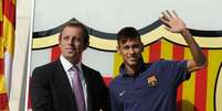 <p>Presidente do Barcelona, Sandro Rosell, voltou a ser questionado sobre contrata&ccedil;&atilde;o milion&aacute;ria de Neymar</p>  Foto: Getty Images 