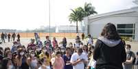 Professores e alunos protestam por melhorias na unidade leste da USP, no bairro de Cangaíba, em São Paulo  Foto: Beto Martins / Futura Press