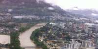 <p>Foto área mostra a inundação na cidade de Rio do Sul, em Santa Catarina. O Estado é afetado pelas cheias após dias de chuva</p>  Foto: Governo do Estado de Santa Catarina / Divulgação
