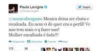 <p>Paula e Mônica trocaram farpas via Twitter</p>  Foto: Twitter / Reprodução