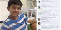 Em 1º de outubro, a mãe de Joaquim publicou uma foto do menino no hospital, quando foi descoberto que ele possuía diabetes  Foto: Facebook / Reprodução