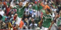 Aguilar comemora gol do M&eacute;xico em goleada sobre a Nova Zel&acirc;ndia na repescagem &agrave; Copa do Mundo de 2014  Foto: AFP