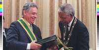 FHC e Mandela durante encontro em Pretória, em 26 de novembro de 1996  Foto: AFP