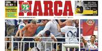 Na Espanha, jornal Marca estampa briga na capa  Foto: Reprodução