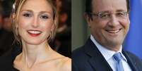 Combinação de imagens de arquivo mostra a atriz Julie Gayet (esq.) e o presidente François Hollande  Foto: AFP