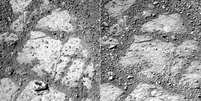 Imagem à esquerda mostra a rocha. Dias antes, na fotografia da direita, o objeto não aparecia  Foto: Nasa / Divulgação