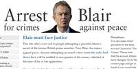 Movimento do "Prenda Blair" critica a política externa do ex-premiê ligado  Foto: Reprodução