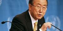 O secretário-geral da ONU, Ban Ki-moon, durante discurso aos participantes da conferência de paz da Síria  Foto: Reuters