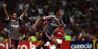 <p>Michael comemora primeiro gol tricolor em clássico</p>  Foto: Nelson Perez/Fluminense FC / Divulgação