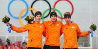 Liderados por Sven Kramer, holandeses dominaram pódio da patinação de velocidade  Foto: Getty Images 
