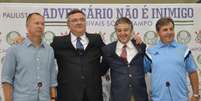 <p>Presidentes e treinadores de Corinthians e Palmeiras se uniram para condenar a violência no futebol</p>  Foto: Mauro Horita / Agif / Gazeta Press