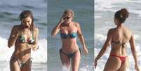 Grazi Massafera, Christine Fernandes e Sheron Menezes n&atilde;o perdem a oportunidade de tomar banho de mar para aplacar o calor&atilde;o  Foto: AgNews