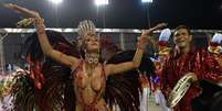 Destaque da escola de samba paulistana exibe corpo turbinado para Carnaval  Foto: AFP