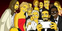 Criador dos Simpsons fez sua vers&atilde;o da selfie tirada durante o Oscar  Foto: Matt Groening / Reprodu&ccedil;&atilde;o