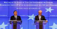 <p>José Manuel Barroso e presidente do Conselho europeu, Herman Van Rompuy, durante encontro na Bélgica que reuniu chefes de Estado e de governo da União Europeia</p>  Foto: Getty Images 
