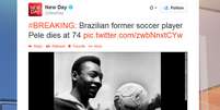 Twitter de programa da CNN anuncia morte de Pelé  Foto: Twitter / Reprodução