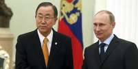 <p>Ban-ki moon e Vladimir Putin discutiram a crise na Ucrânia durante encontro realizado no Kremlin, em 20 de março </p>  Foto: Reuters