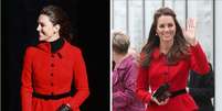 <p>À esquerda, Kate Middleton em 2011 e, à direita, com o mesmo casaco mas com estilo mais refinado já em 2014</p>  Foto: Getty Images 