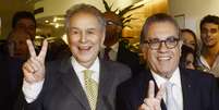 <p>Juvenal Juvêncio e Carlos Miguel Aidar durante eleições; relações rompidas</p>  Foto: Ricardo Matsukawa / Terra
