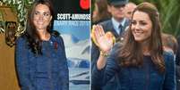 <p>Em viagem à Nova Zelândia, Kate Middleton surgiu na útlima terça-feira (15) com um tailleur em tom de azul, que já havia sido utilizado no ano de 2012</p>  Foto: AP / Getty Images 