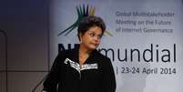 <p>Dilma, durante discurso no evento NetMundial, em São Paulo</p>  Foto: Reuters