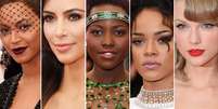 Beyoncé Knowles, Kim Kardashian, Lupita Nyong'o, Rihanna e Taylor Swift: do make nude ao vinho    Foto: Getty Images