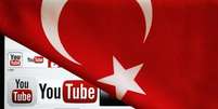 <p>Logos do YouTube são exibidos em uma tela de laptop parcialmente coberta com a bandeira nacional da Turquia</p>  Foto: Reuters