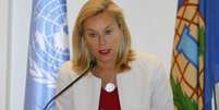 <p>Sigrid Kaag, coordenadora especial da Organização para a Proibição de Armas Químicas-Nações Unidas, participa de coletiva de imprensa em Damasco, em  27 abril </p>  Foto: Reuters