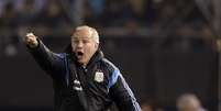 Alejandro Sabella orienta a sele&ccedil;&atilde;o da beira do gramado  Foto: AFP
