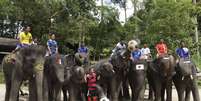 Província de Chiang Mai da Tailândia teve "promoção" do Mundial com elefantes  Foto: AP