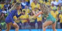 <p>Claudia Leitte, Jennifer Lopez e Pitbull cantaram&nbsp;&#39;We are one (Ole, Ola)&#39; na abertura da Copa do Mundo</p>  Foto: Ricardo Matsukawa / Terra