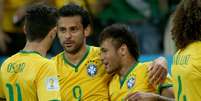 Neymar comemora seu segundo gol na partida, na virada do Brasil sobre a Croácia  Foto: Ricardo Matsukawa / Terra