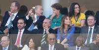 <p>A presidente Dilma Rousseff assistiu à cerimônia de abertura da Copa do Mundo ao lado presidente da Fifa, Joseph Blatter, e não discursou</p>  Foto: Ricardo Matsukawa / Terra
