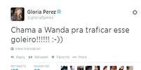 Gloria Perez brincou com atuação de goleiro mexicano no Twitter  Foto: Twitter / Reprodução