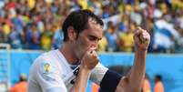 Zagueiro anotou o gol que classificou a seleção celeste às oitavas de final da Copa do Mundo  Foto: AFP