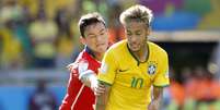 <p>Neymar é um dos jogadores pendurados da Seleção Brasileira</p>  Foto: Ricardo Matsukawa / Terra