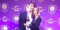 <p>Carol Celico acompanhou Kaká em cerimônia de apresentação</p>  Foto: @cacelico/Instagram / Reprodução