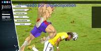 <p>Grupo colocou montagem de personagem de vídeo-game golpeando Neymar</p>  Foto: Reprodução