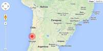 O epicentro do terremoto ocorreu a 300 quilômetros ao norte da capital Santiago  Foto: Google Maps / Reprodução